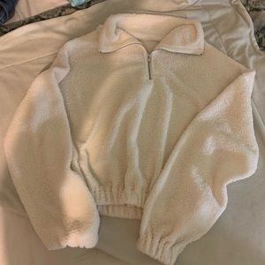 Cropped quarter zip sherpa